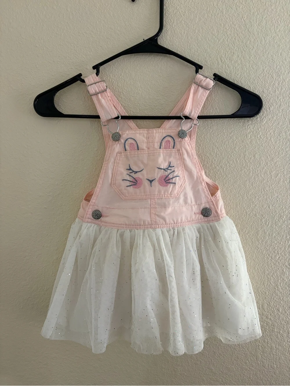 OshKosh B'gosh Pink Bunny Tulle Overall Dress